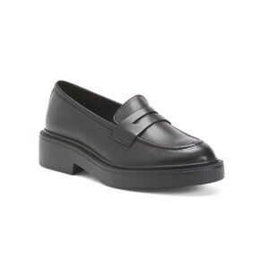 SOLDINI Black Made In Italy Leather Penny Loafers